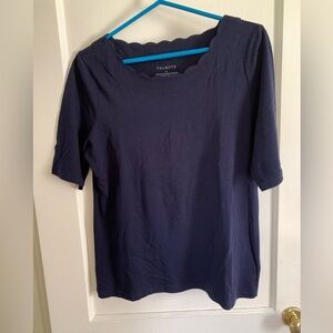 Talbots Scalloped Neck Top